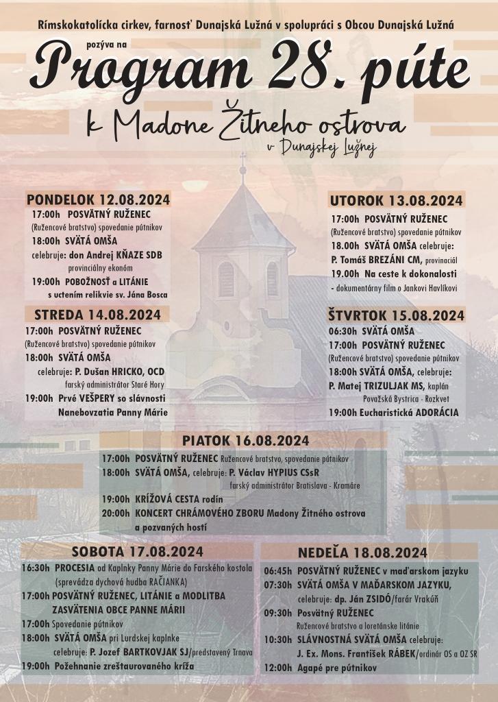 28. púť k Madone Žitného ostrova v Dunajskej Lužnej.
