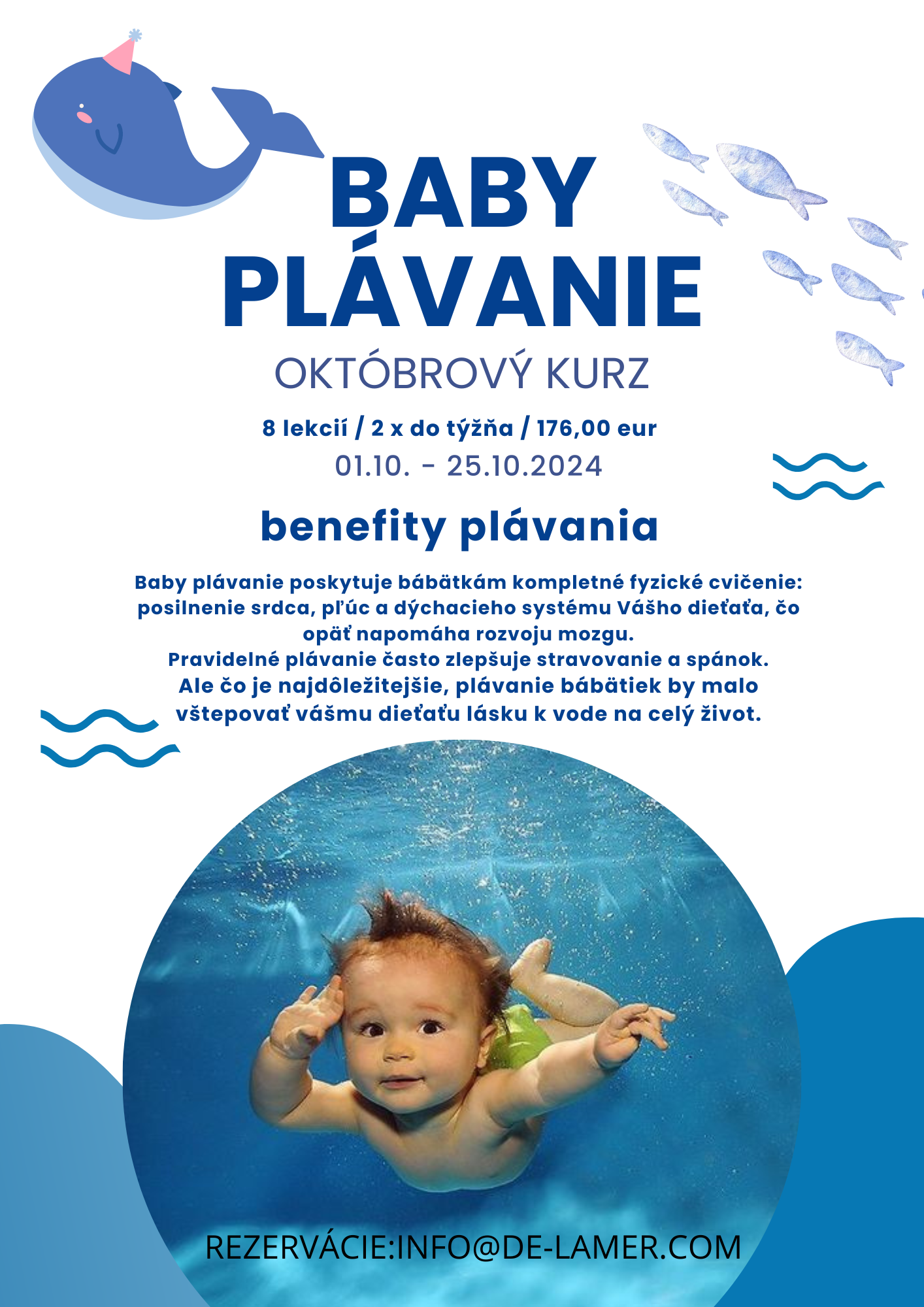 De La Mer- Oktobróvi kurz baby plavania 1.10- 25.10.2024