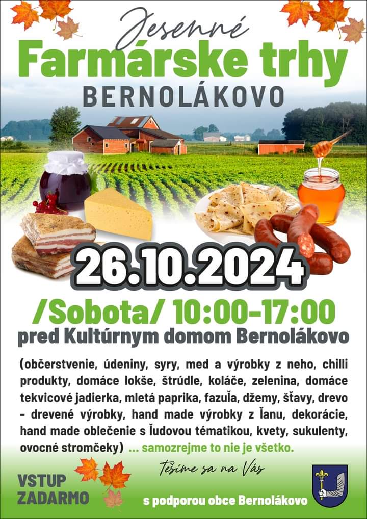 Farmarske Trhy Bernolakovo 26.10.2024