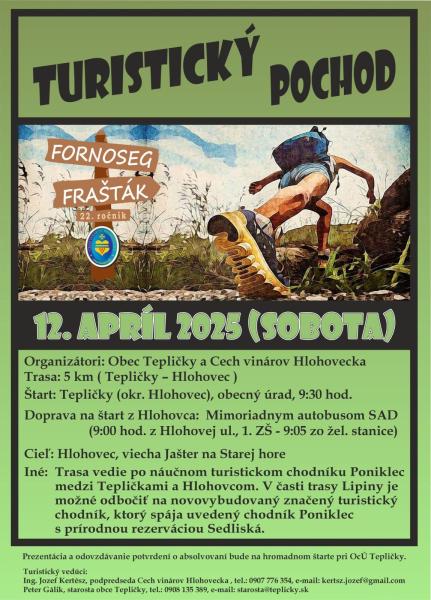 Turistický pochod Fornoseg - Frašták 2025, Hlohovec, 12.4.2025