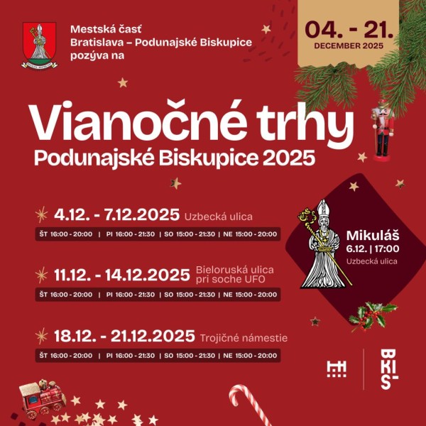 Kompletný prehľad vianočných trhov v Bratislave a okolí 2025