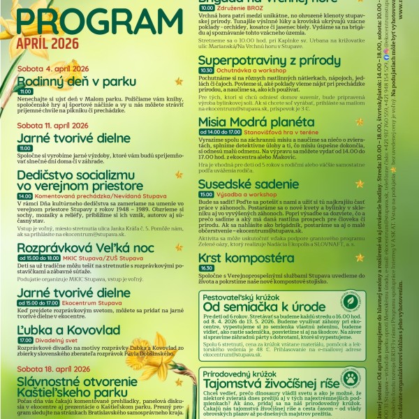 Kompletný program na apríl v Ecocentre Stupava
