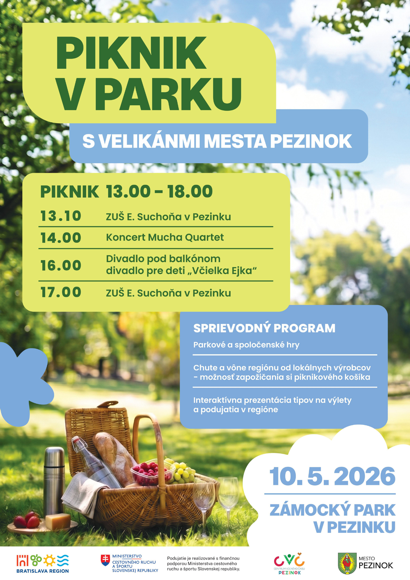Piknik v parku s velikánmi mesta Pezinok